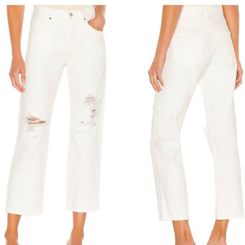 Citizens Of Humanity White High-Rise Cropped Straight Jeans